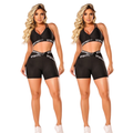 Kit 2 Conjuntos Fitness Feminino Top e Short Com Elástico