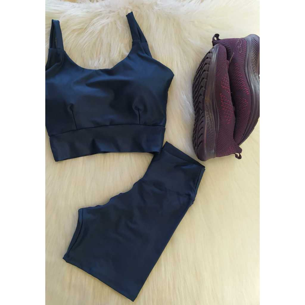 Conjunto Fitness Short e Cropped - Conjunto Academia - Cintura Alta (Zero Transparência)