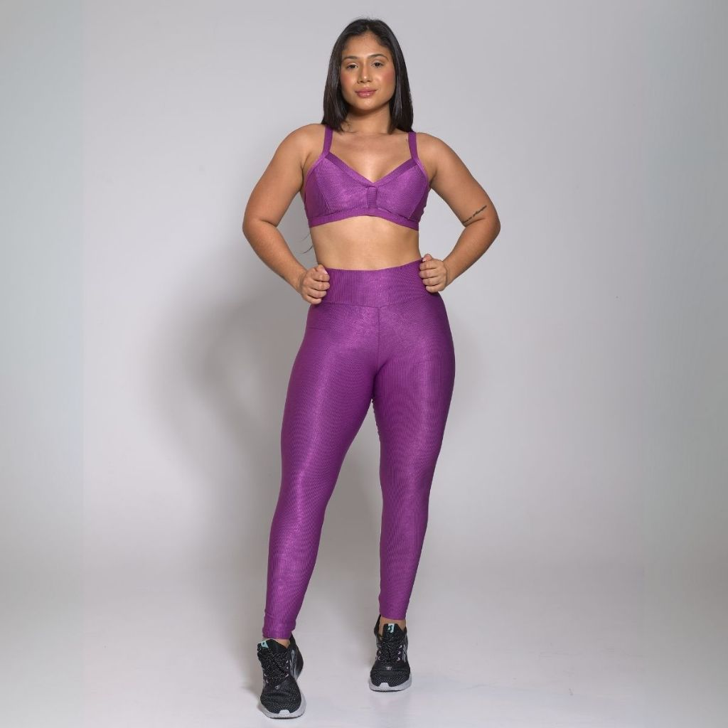 Conjunto Academia Treino Top e Calça Legging Feminino Fitness Luxo