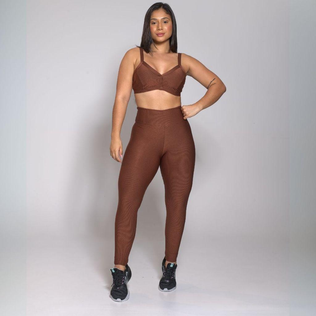 Conjunto Academia Treino Top e Calça Legging Feminino Fitness Luxo