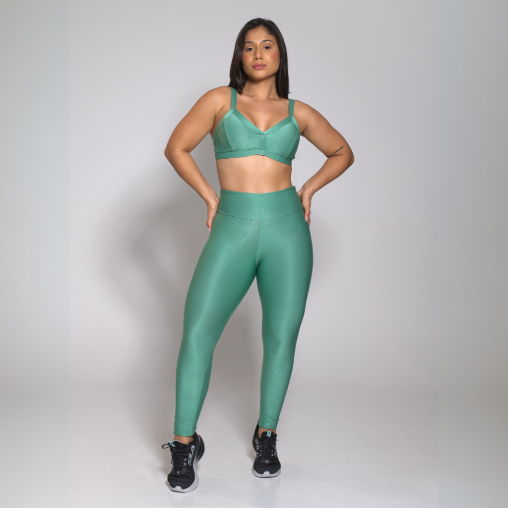 Conjunto Academia Treino Top e Calça Legging Feminino Fitness Luxo