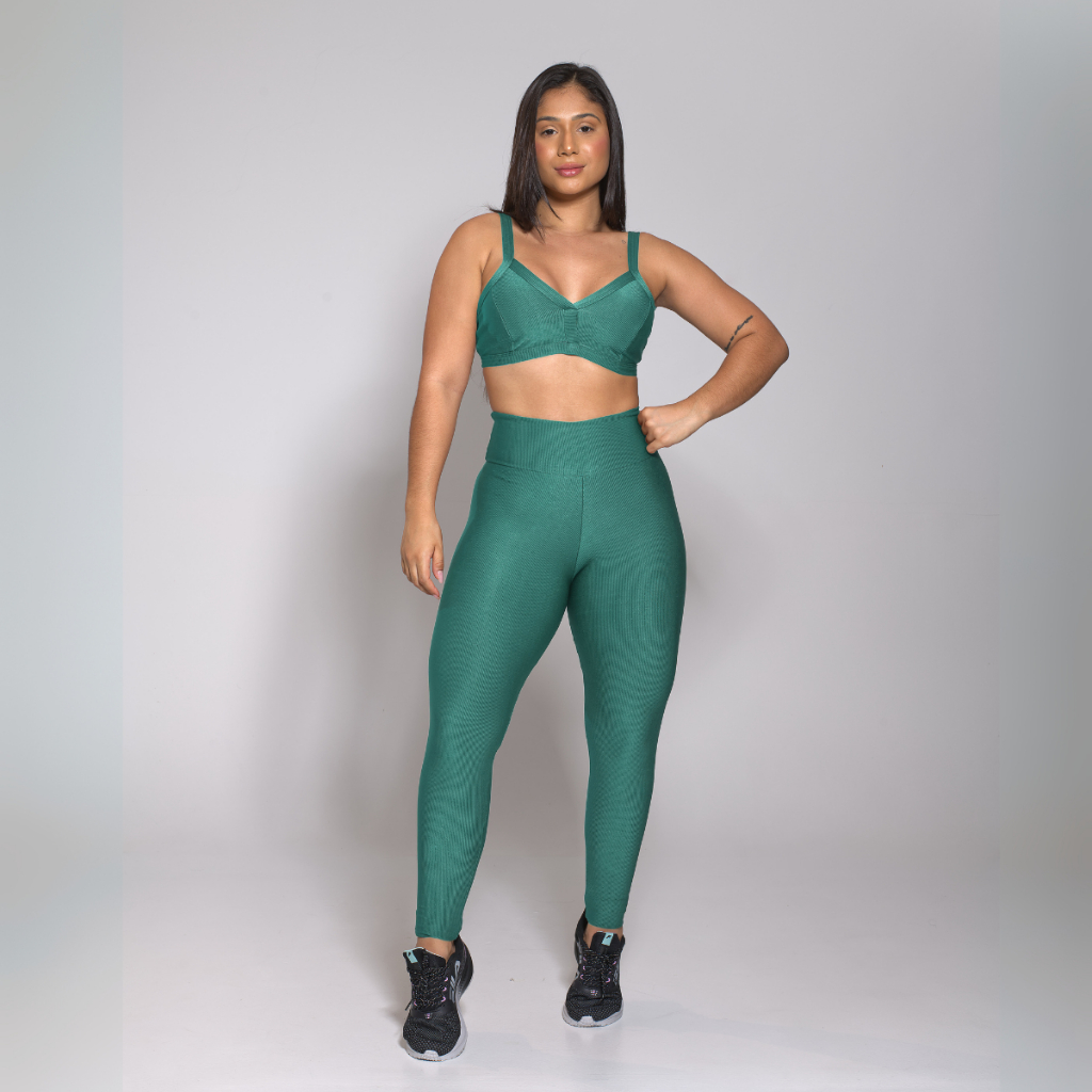 Conjunto Academia Treino Top e Calça Legging Feminino Fitness Luxo