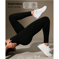 Leggings canelada de cintura larga e cor sólida para atividades esportivas.