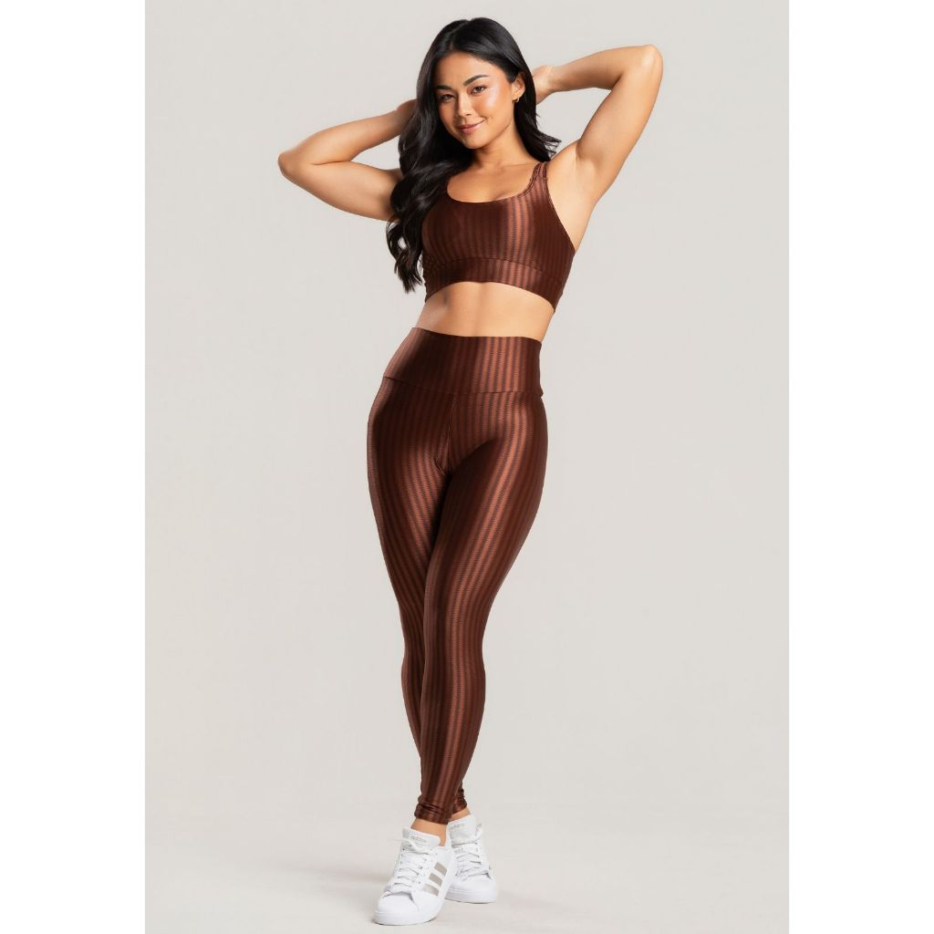 Conjunto Fitness Top Bojo Removível e Calça New Zig 3D