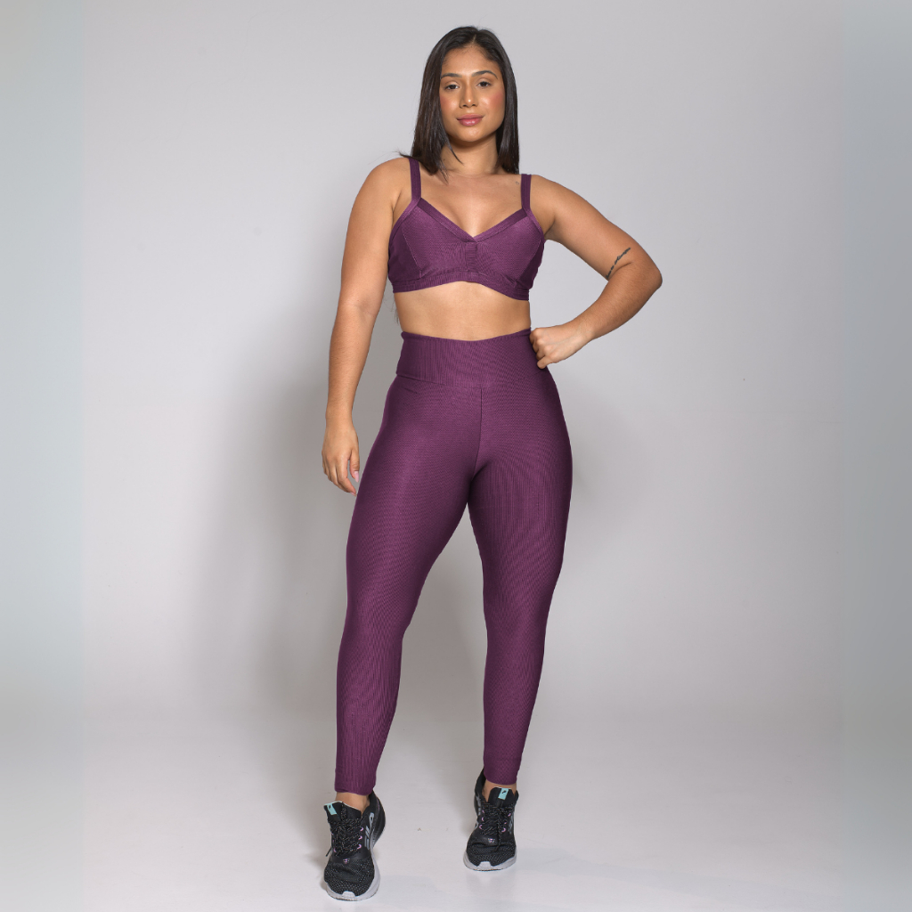 Conjunto Academia Treino Top e Calça Legging Feminino Fitness Luxo