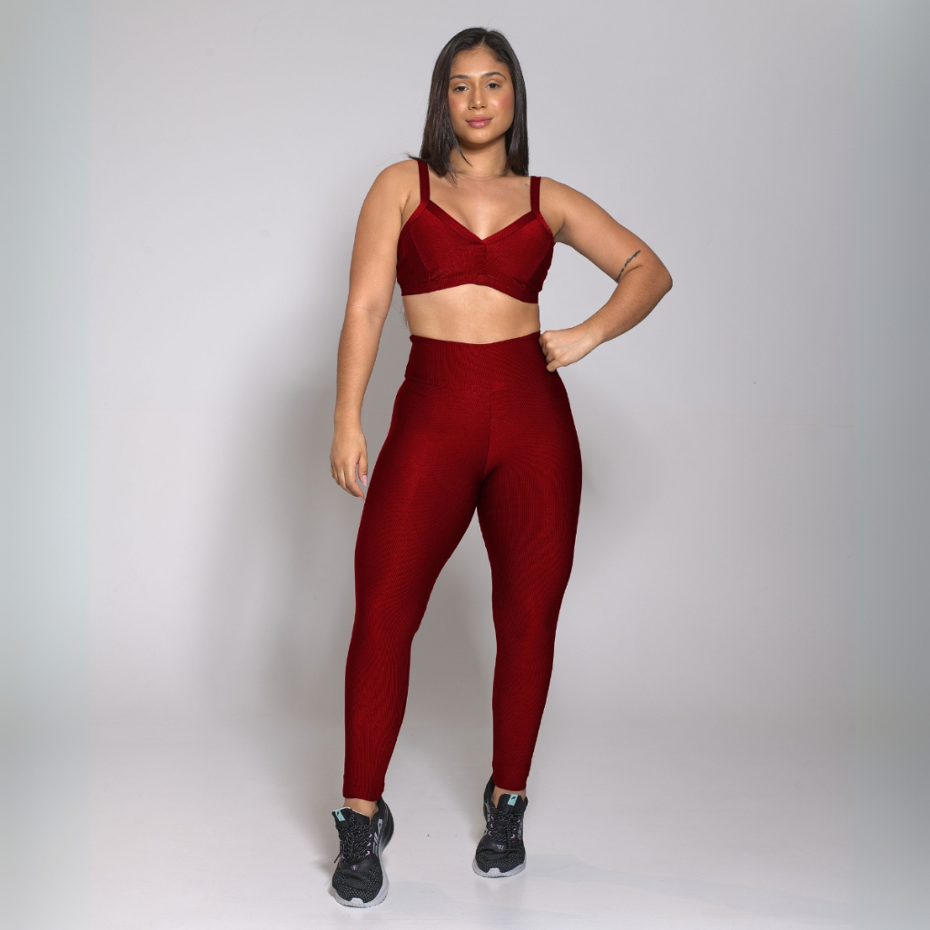 Conjunto Academia Treino Top e Calça Legging Feminino Fitness Luxo
