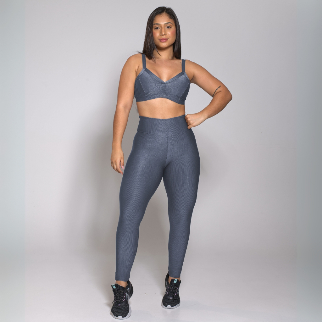 Conjunto Academia Treino Top e Calça Legging Feminino Fitness Luxo