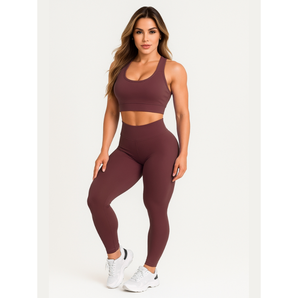 Kit 4 Conjuntos Calça E Top Roupas Feminina Academia Legging esporte suplex A01