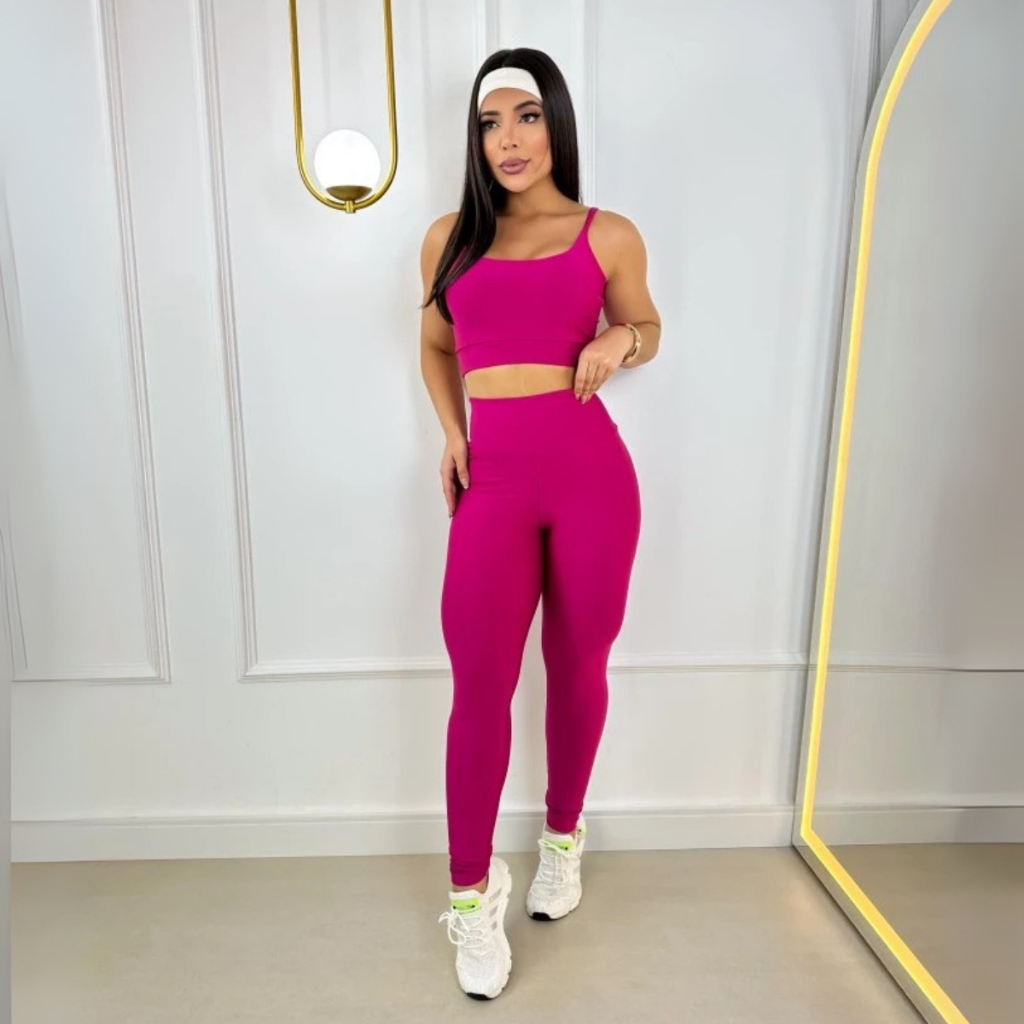 Conjunto top e calça fitness zero transparência feminino premium roupa academia legging CrossFit Moda