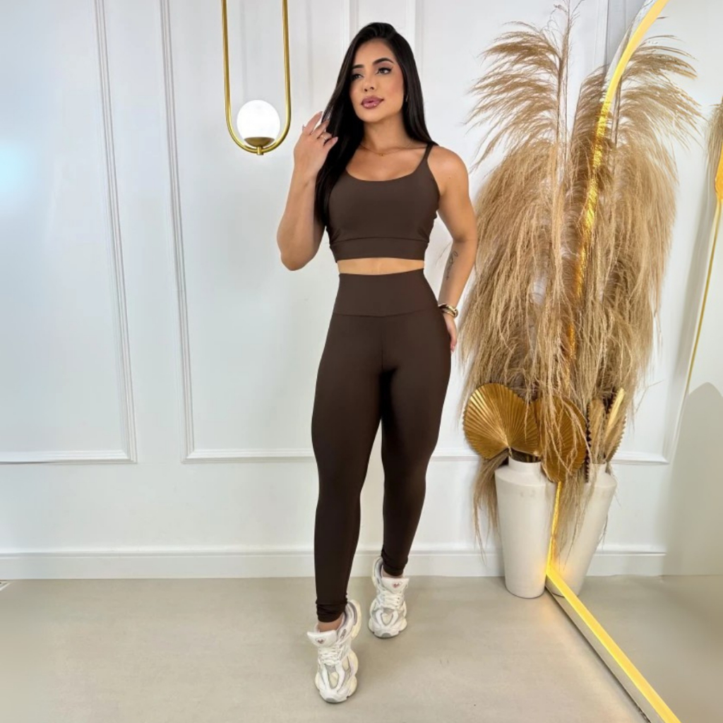 Conjunto top e calça fitness zero transparência feminino premium roupa academia legging CrossFit Moda