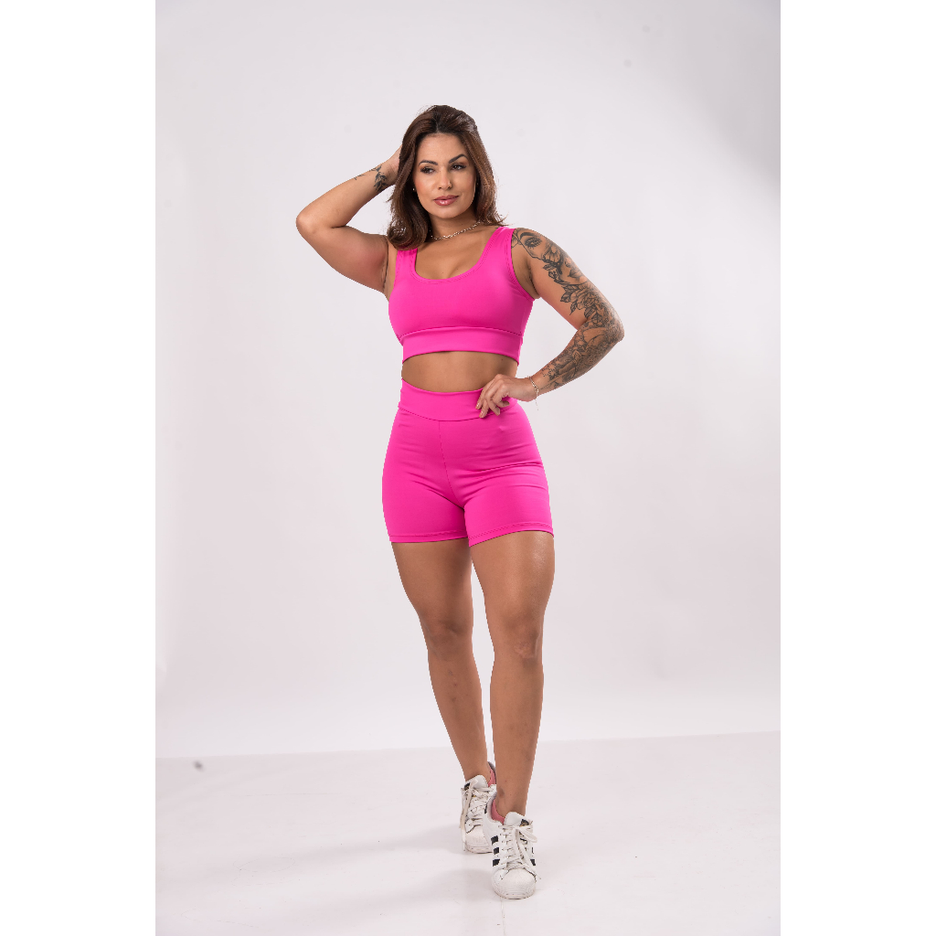 Conjunto Short Cintura alta e Top Academia sem bojo Suplex