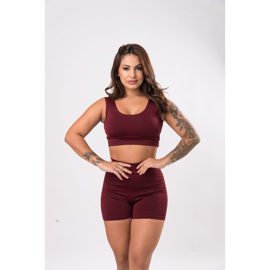 Conjunto Short Cintura alta e Top Academia sem bojo Suplex