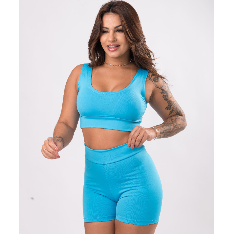 Conjunto Short Cintura alta e Top Academia sem bojo Suplex