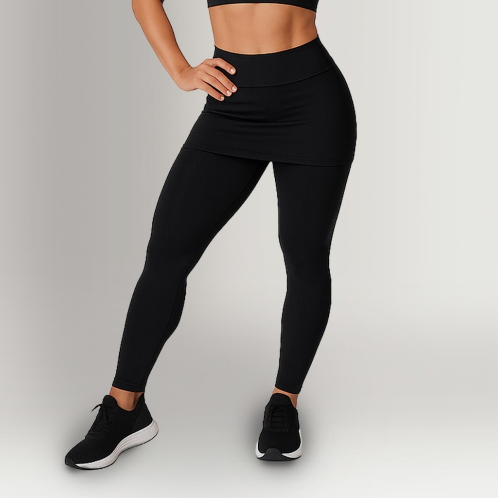 Calça Legging Fitness Tapa Bumbum Com Saia Embutida Academia Treino Conforto Crossfit