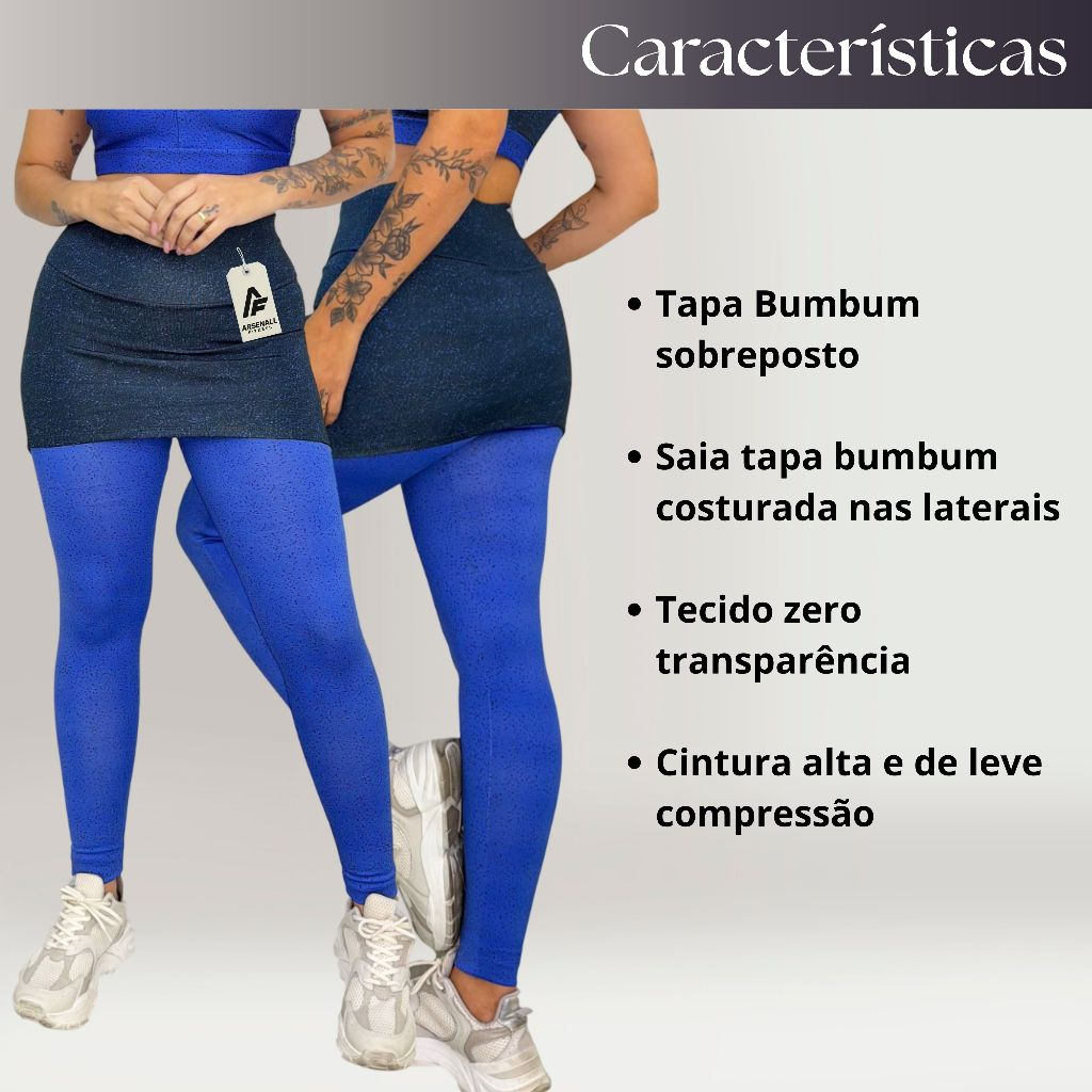Calça Legging Fitness Tapa Bumbum Com Saia Embutida Academia Treino Conforto Crossfit