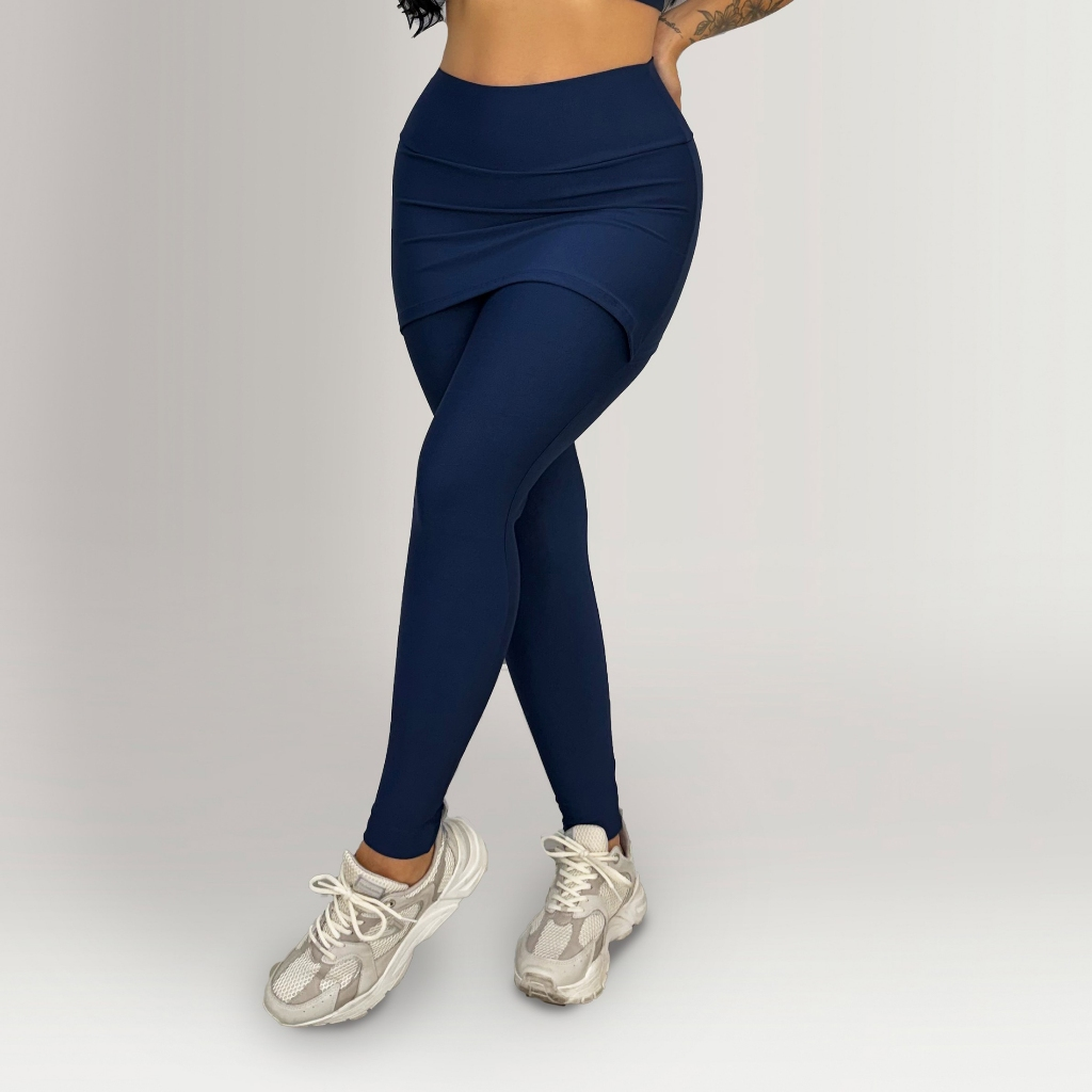 Calça Legging Fitness Tapa Bumbum Com Saia Embutida Academia Treino Conforto Crossfit