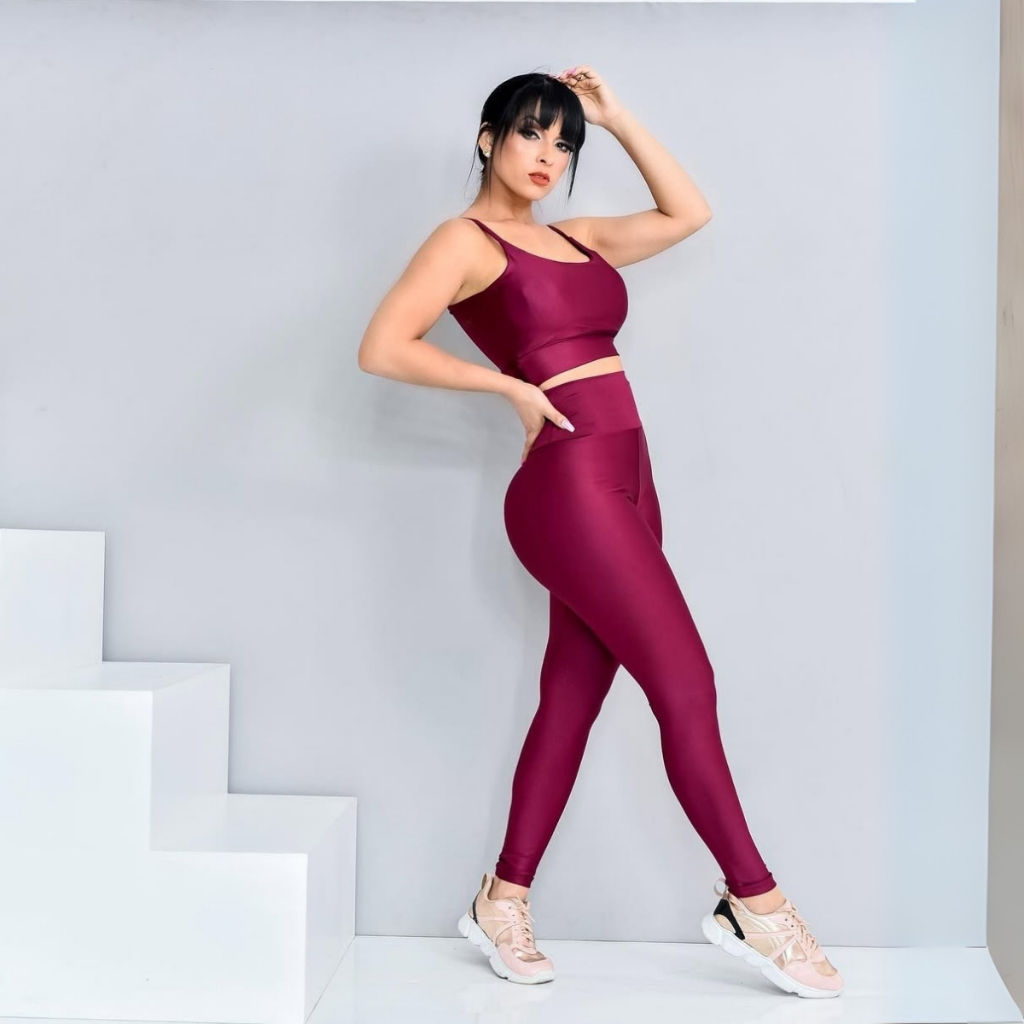 Conjunto top e calça fitness zero transparência feminino premium roupa academia legging CrossFit Moda
