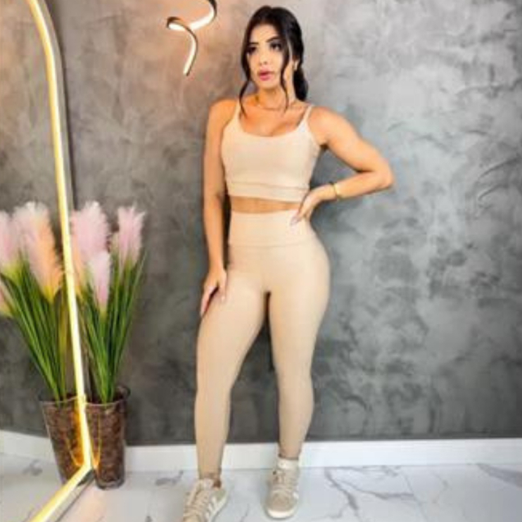 Conjunto top e calça fitness zero transparência feminino premium roupa academia legging CrossFit Moda