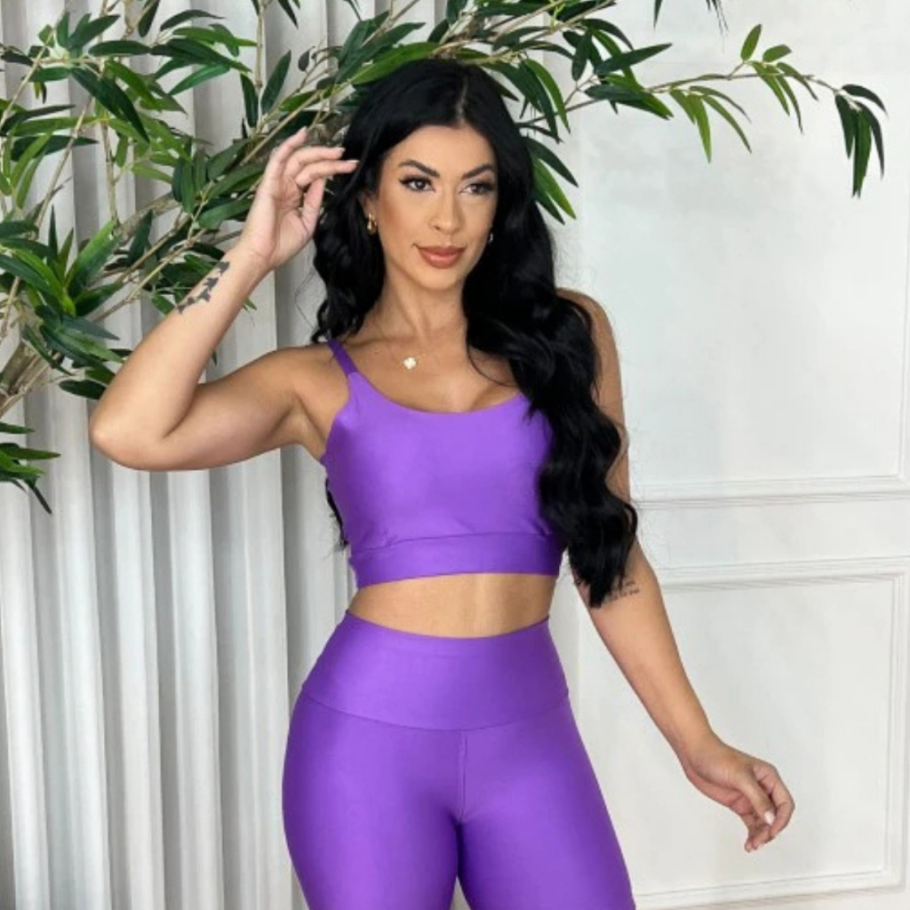Conjunto top e calça fitness zero transparência feminino premium roupa academia legging CrossFit Moda