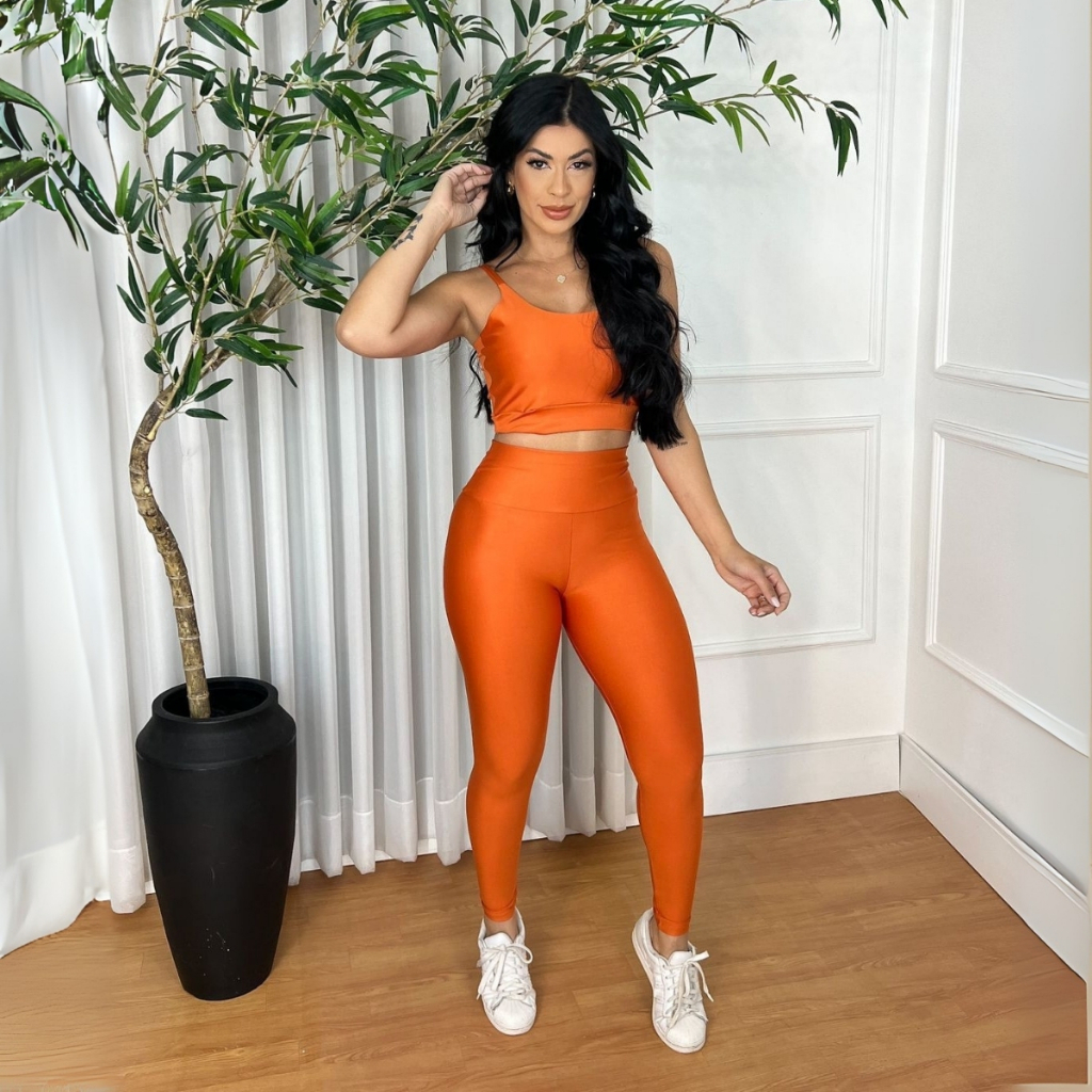 Conjunto top e calça fitness zero transparência feminino premium roupa academia legging CrossFit Moda