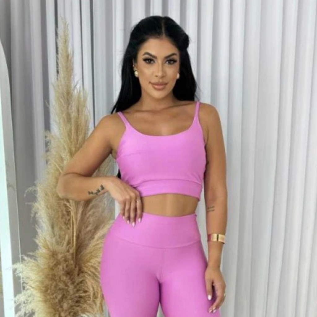 Conjunto top e calça fitness zero transparência feminino premium roupa academia legging CrossFit Moda