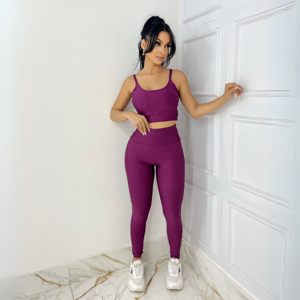 Conjunto top e calça fitness zero transparência feminino premium roupa academia legging CrossFit Moda