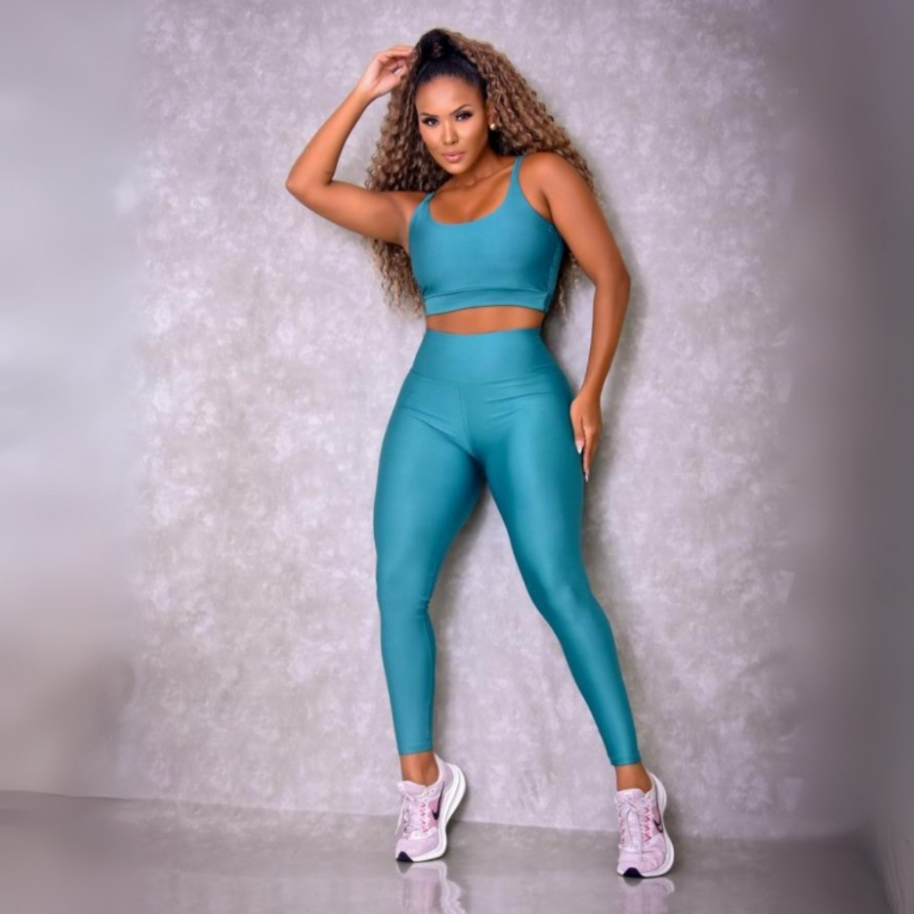 Conjunto top e calça fitness zero transparência feminino premium roupa academia legging CrossFit Moda