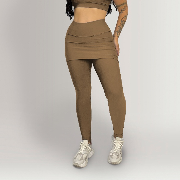 Calça Legging Fitness Tapa Bumbum Com Saia Embutida Academia Treino Conforto Crossfit