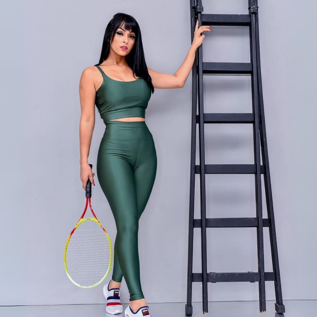 Conjunto top e calça fitness zero transparência feminino premium roupa academia legging CrossFit Moda