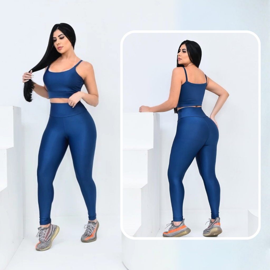 Conjunto top e calça fitness zero transparência feminino premium roupa academia legging CrossFit Moda