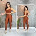 Conjunto top e calça fitness zero transparência feminino premium roupa academia legging CrossFit Moda