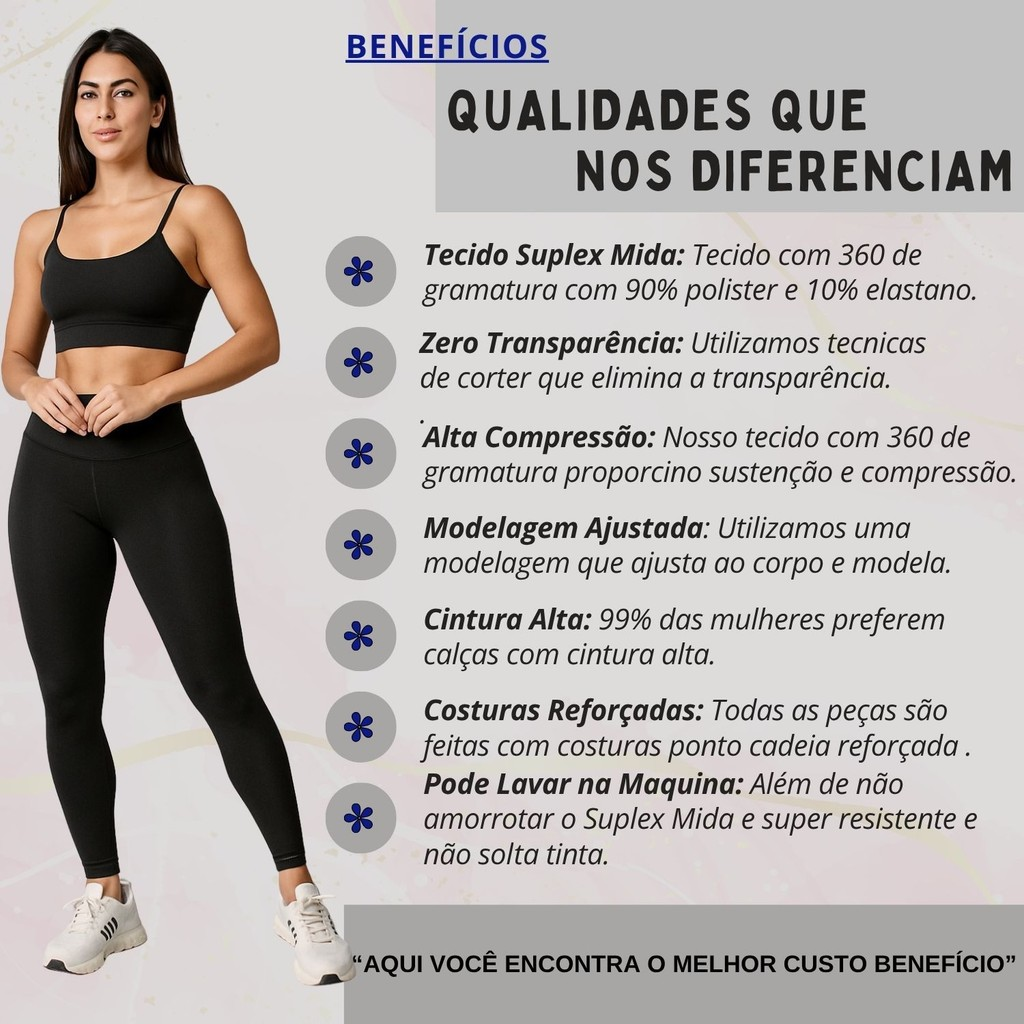 Conjunto de Academia Feminino Short com Bolso Zero Transparência e Cintura Alta + Top com Forro Duplo